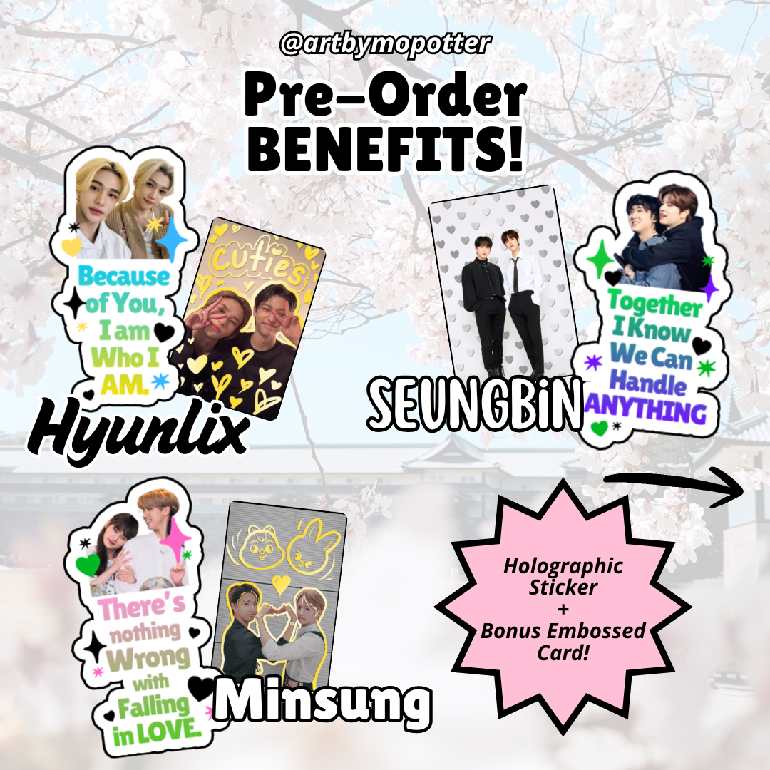 💙💛 HYUNLIX Embossed Doodled Photo Cards Hyunjin & Felix ✨