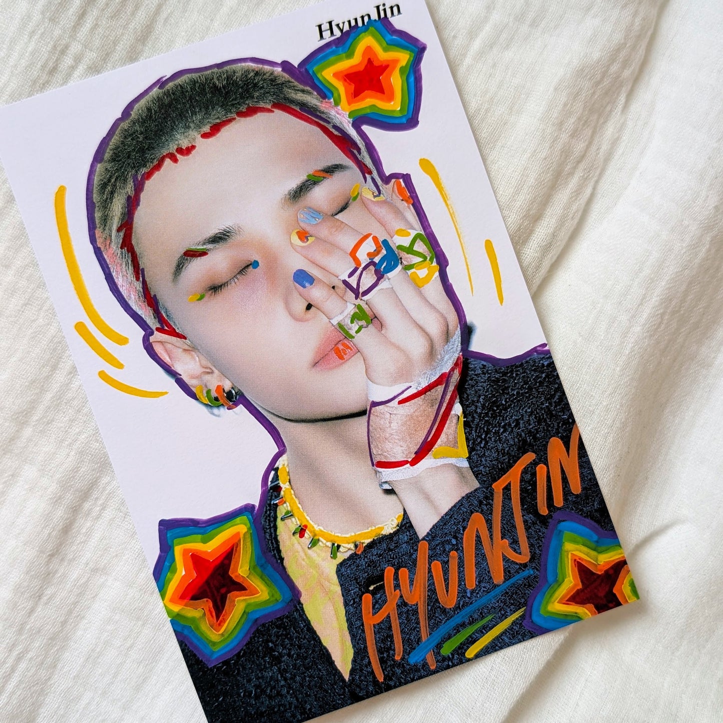 🏳️‍🌈 Hyunjin PRIDE Doodled Postcard