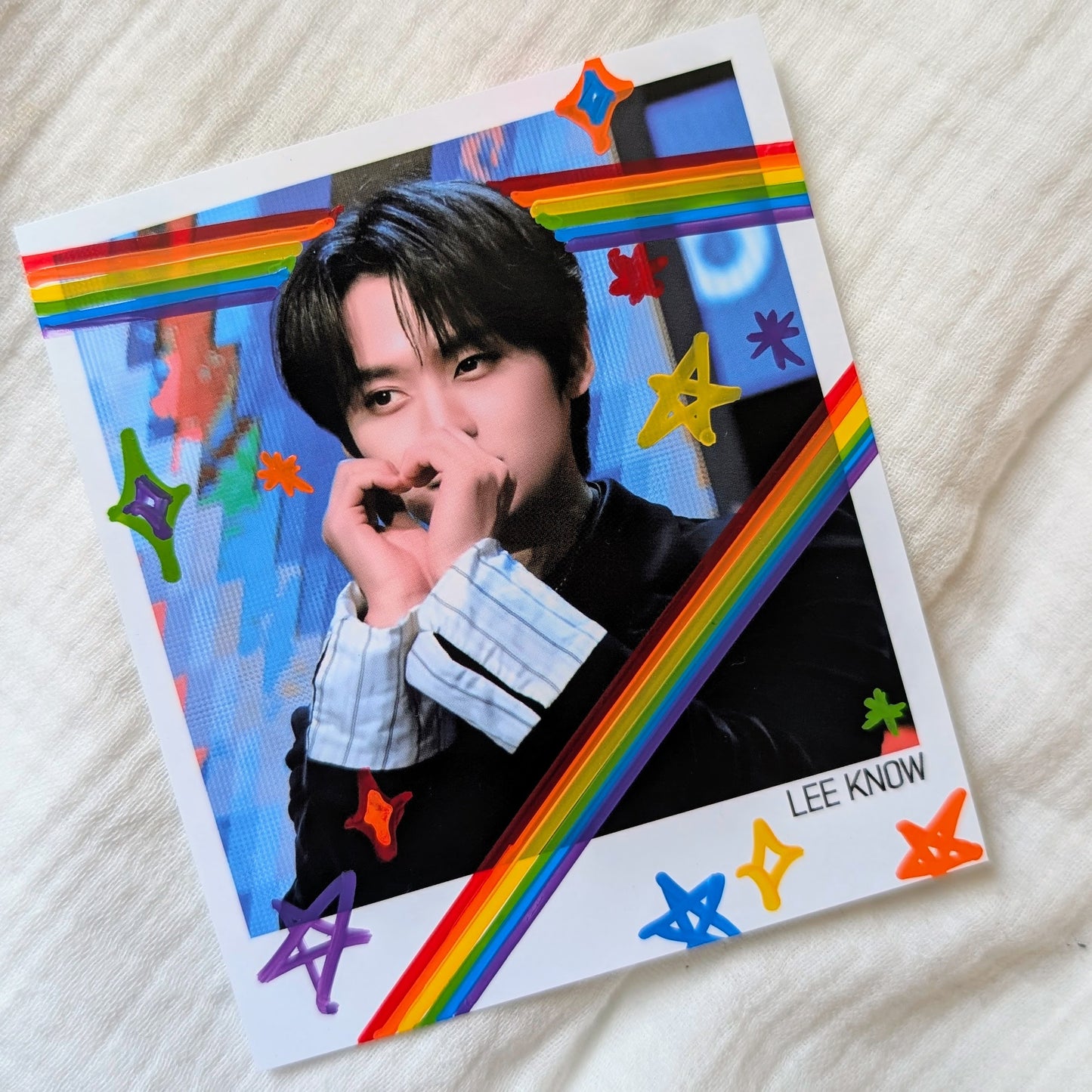 ❤️🌈Lee Know Pride Square Doodled Print