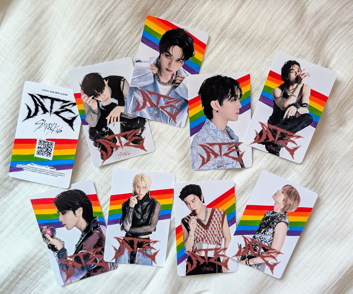 ATE Pride Stray Kids Doodled Photo Cards🌈🥠 Set of 9
