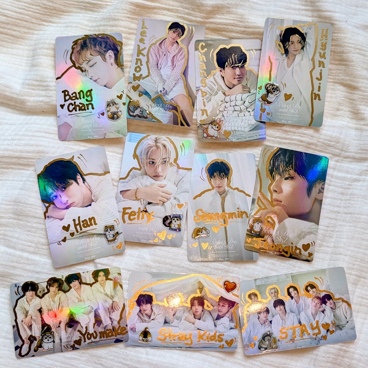 😽💕Japan Stray Kids Holographic Doodled Photo Card Set of 11