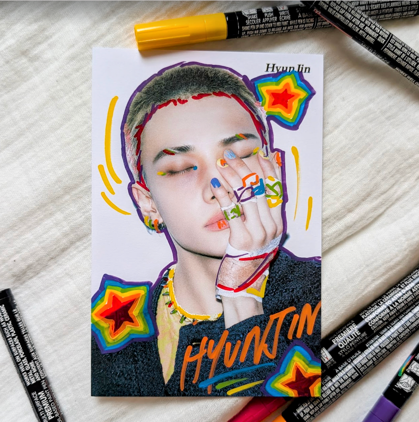 🏳️‍🌈 Hyunjin PRIDE Doodled Postcard